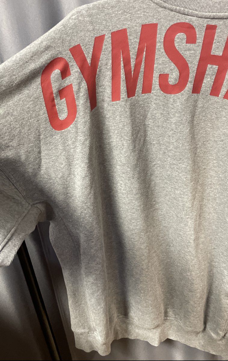 Gymshark Men's Gray Crew Neck Sweatshirt Red Logo Back Graphic Sz XXXL