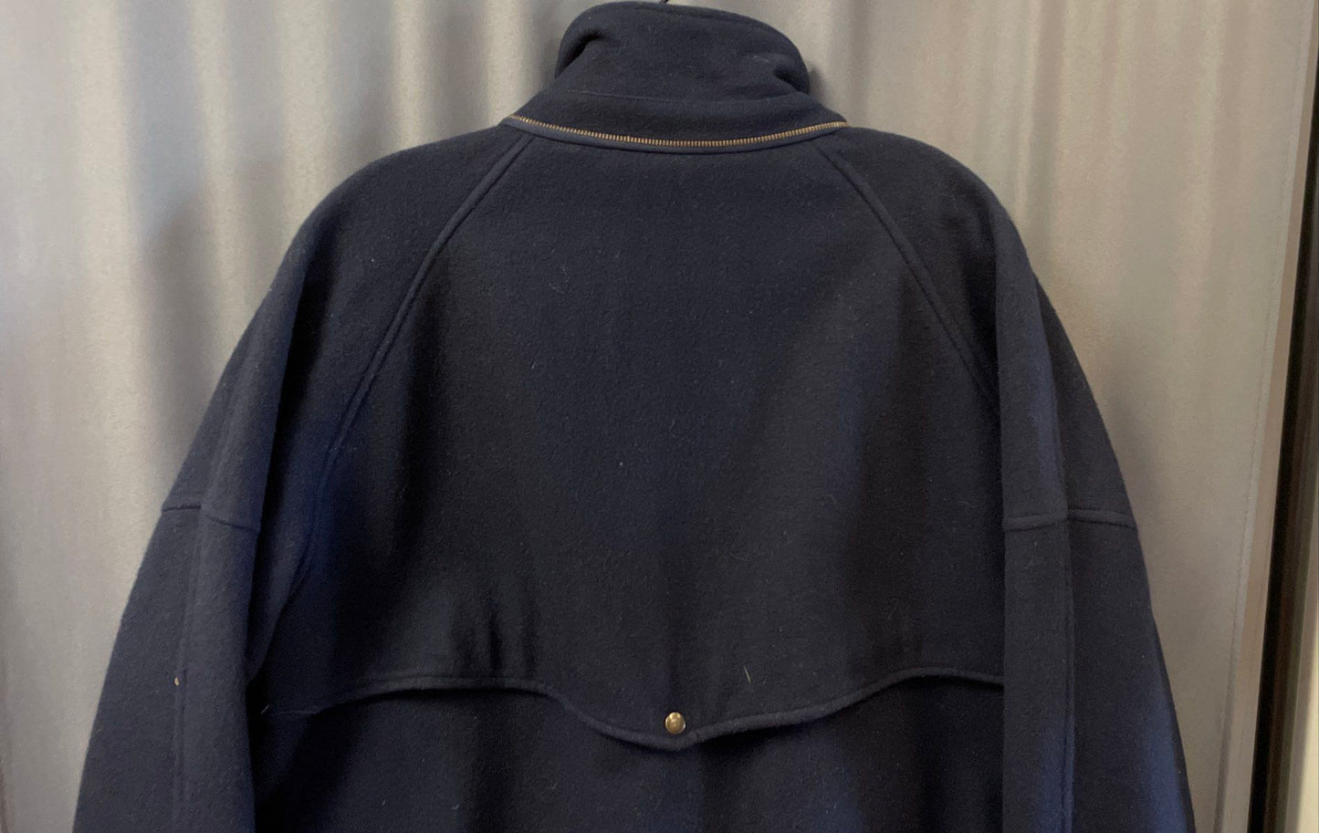 Vintage 90s Caynes Men's Navy Blue Wool Blend Plaid Lined Bomber Coat Sz L/XL