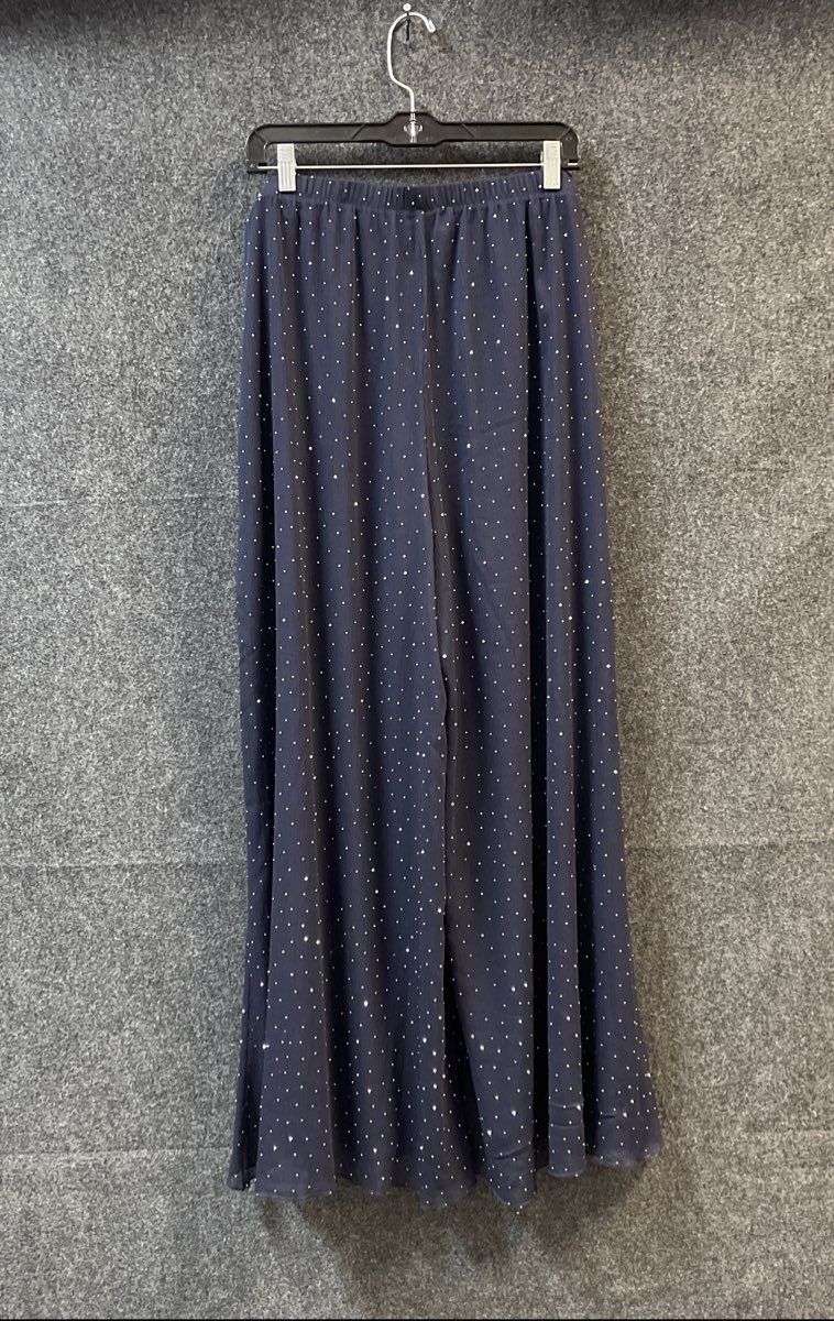 MSK Women's Navy Blue Studded Polka Dot Wide Leg Palazzo Pants NWT Sz XL