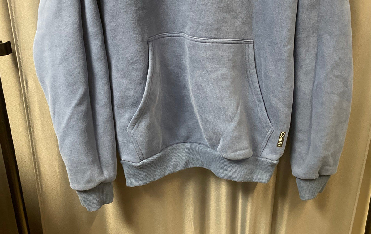 Comfrt Unisex Pullover Hoodie Blue Heavyweight Fleece Relaxed Fit Sz S