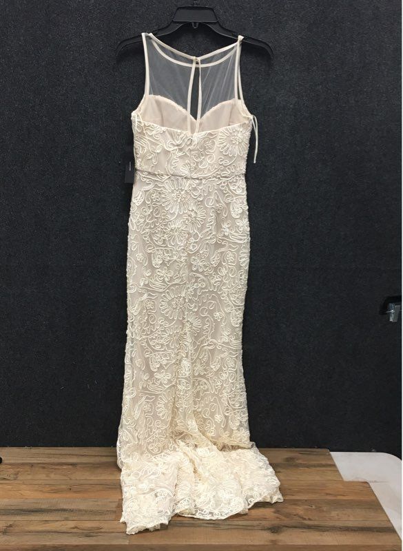 Lulus Women's Cream Embroidered Floral Illusion Neckline Maxi Dress NWT Sz S