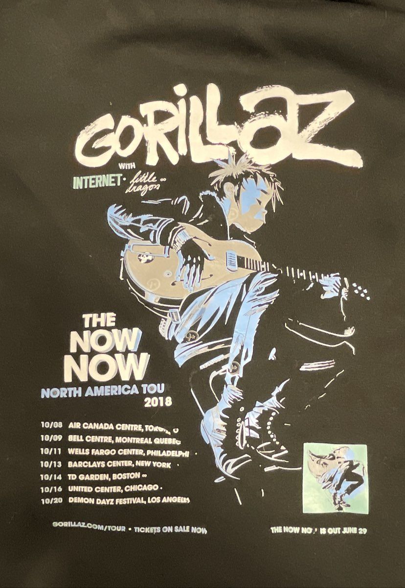 Gorillaz The Now Now North America Tour 2018 Hoodie Black Graphic Pullover Sz M