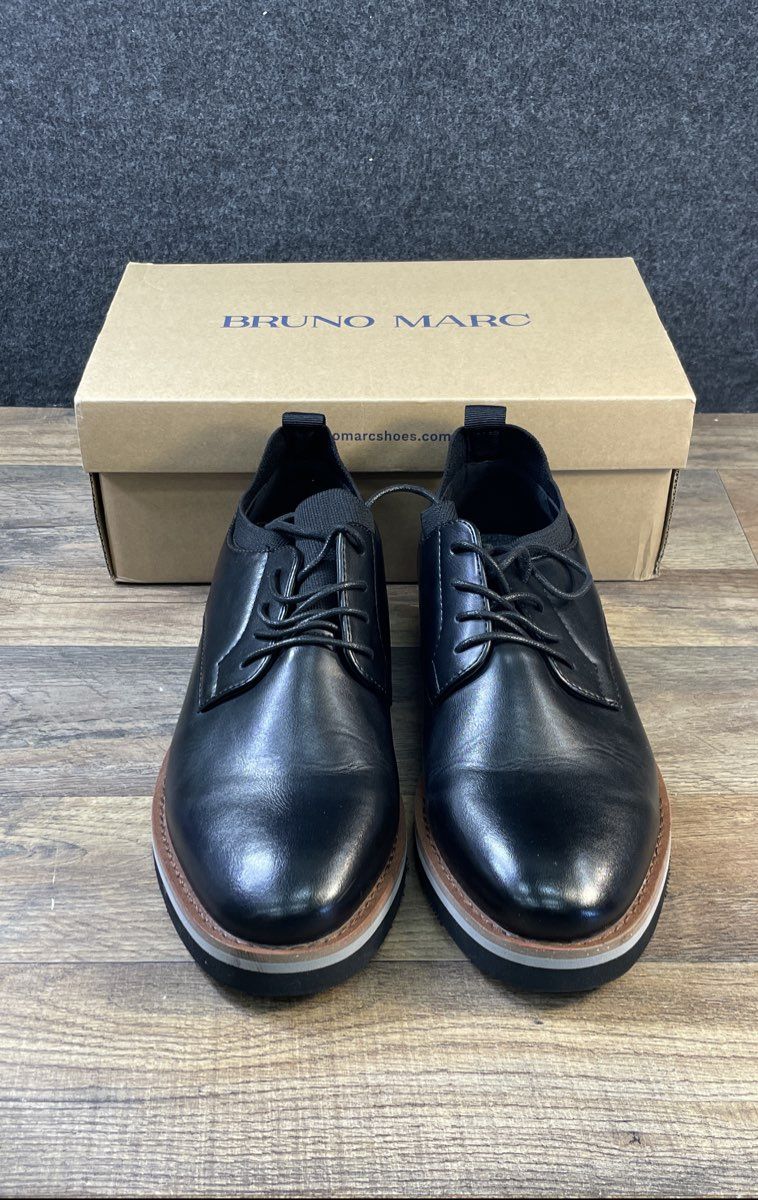 Bruno Marc Men's Black Casual Dress Oxford Shoes Layered Sole Size 12