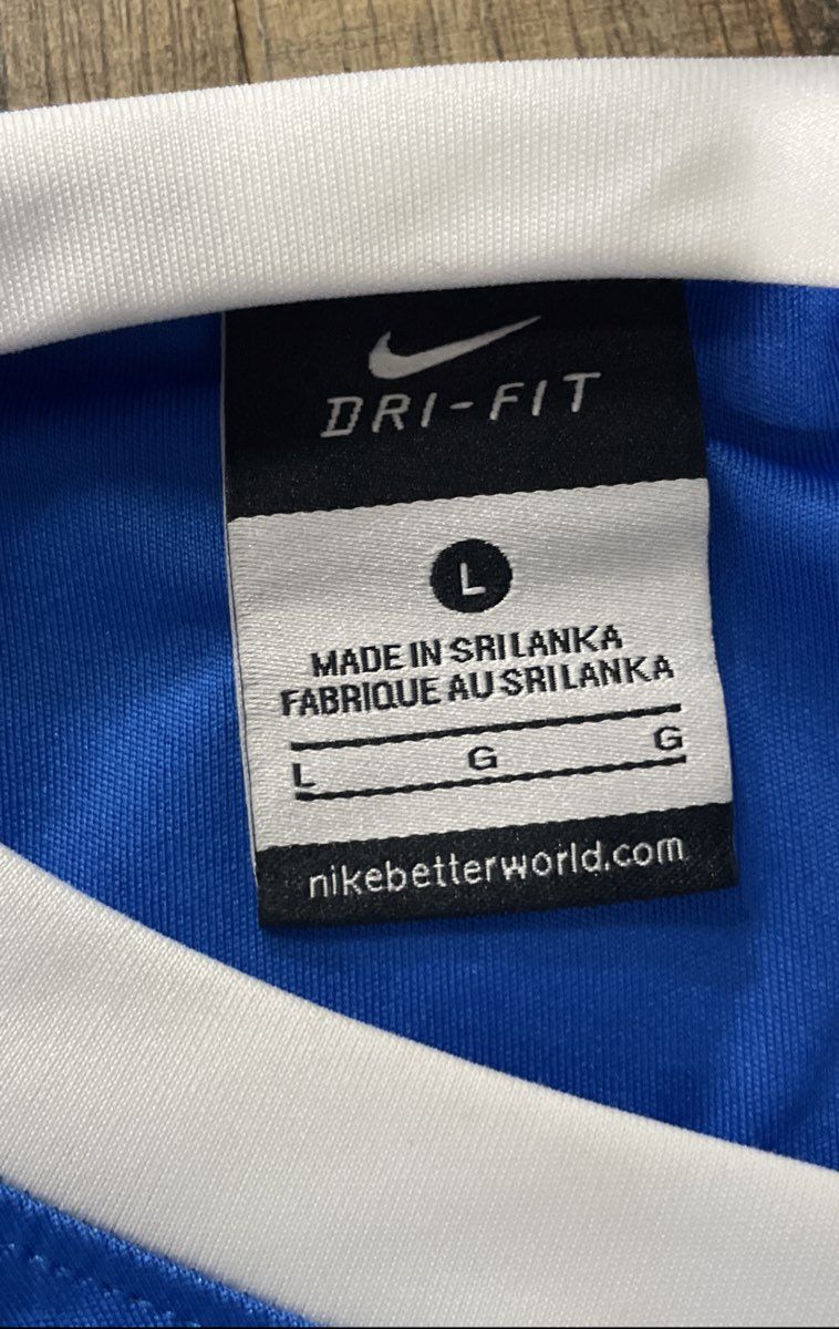 Nike Men's Soccer Training Jersey Blue White Dri-Fit V-Neck Short Sleeve Sz L