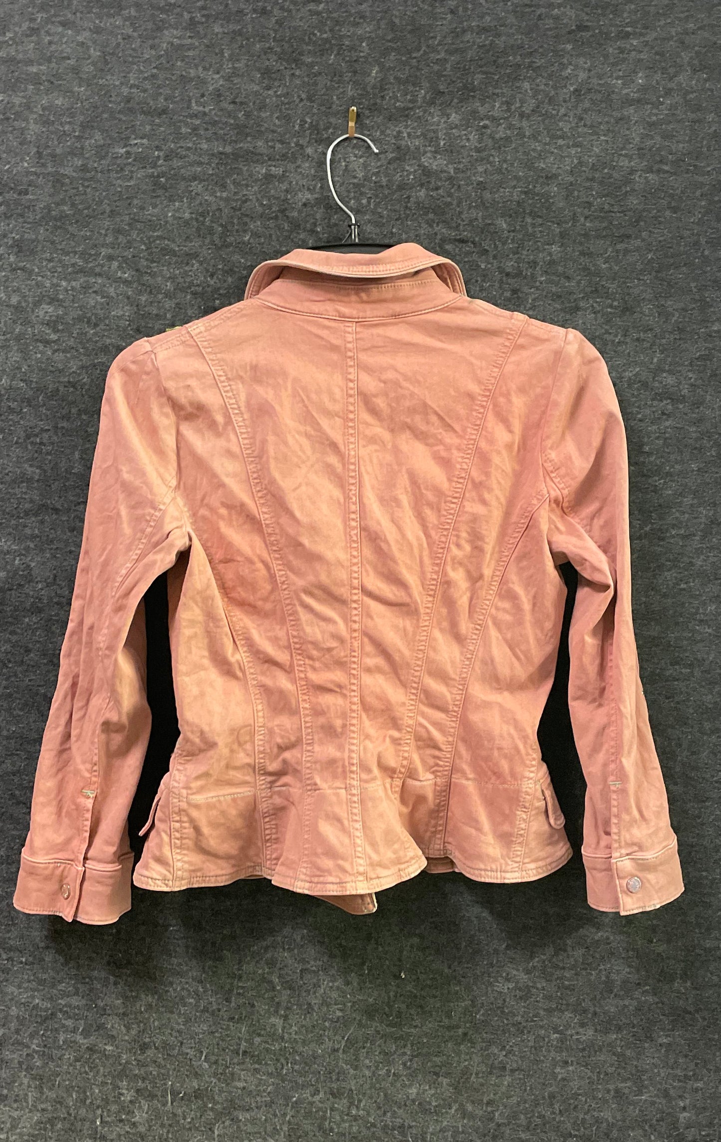 White House Black Market Women's Pink Military Double Breasted Jacket Sz 2
