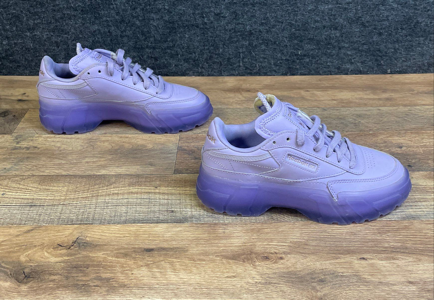 Reebok Club C Cardi B Digital Glow Purple Platform Sneakers Size 4.5