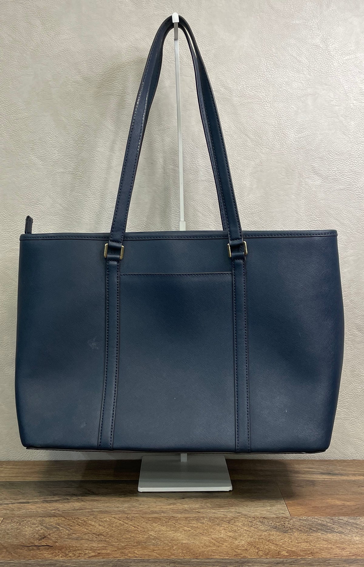 Michael Kors Navy Blue Saffiano Leather Large Tote Bag Gold Hardware