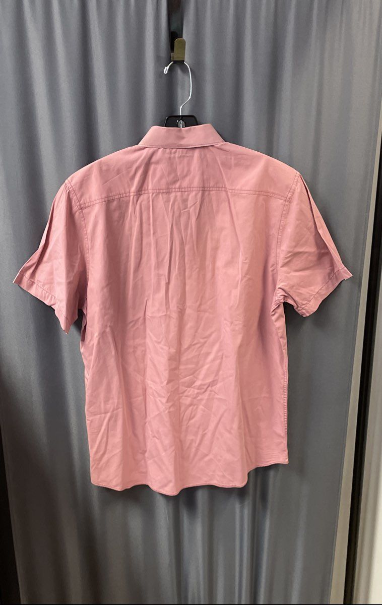 American Rag Men's Short Sleeve Button Down Shirt Pink 100% Cotton Size L