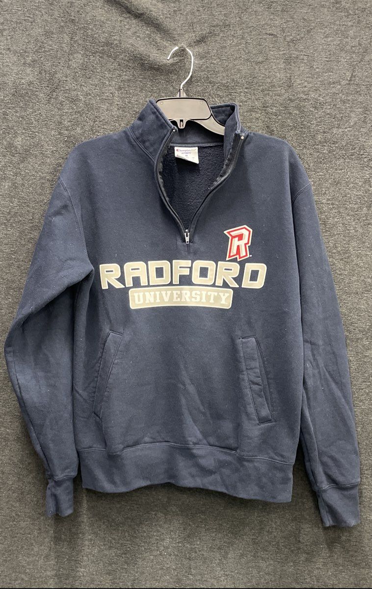 Champion Eco Men's Navy Radford University Quarter Zip Fleece Sweatshirt Sz M