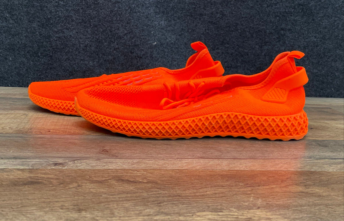 Taxi Orange Knit 4D Style Lifestyle Running Sneakers Men's Size 10