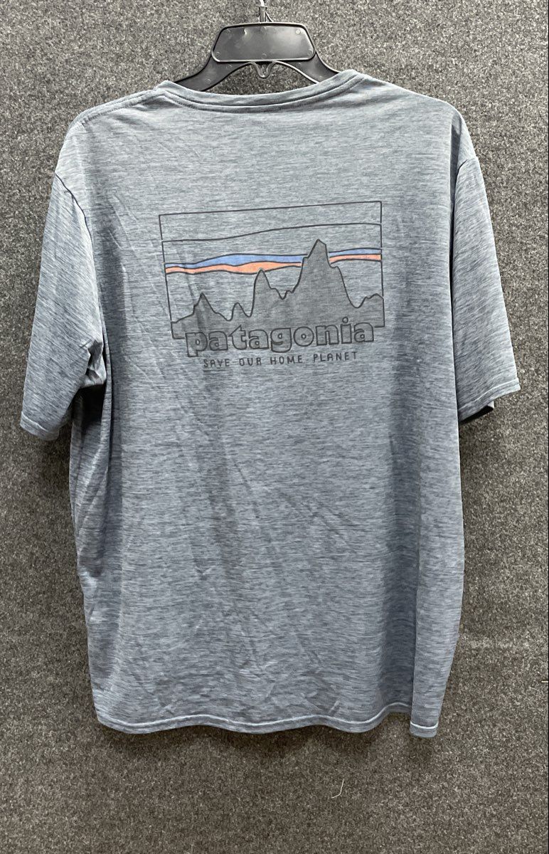 Patagonia Men's Grey Capilene Cool Daily Graphic Shirt Sz L Save Our Home Planet