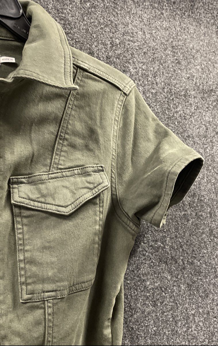 Good American Women's Olive Green Short Sleeve Utility Jumpsuit Boilersuit Sz 2