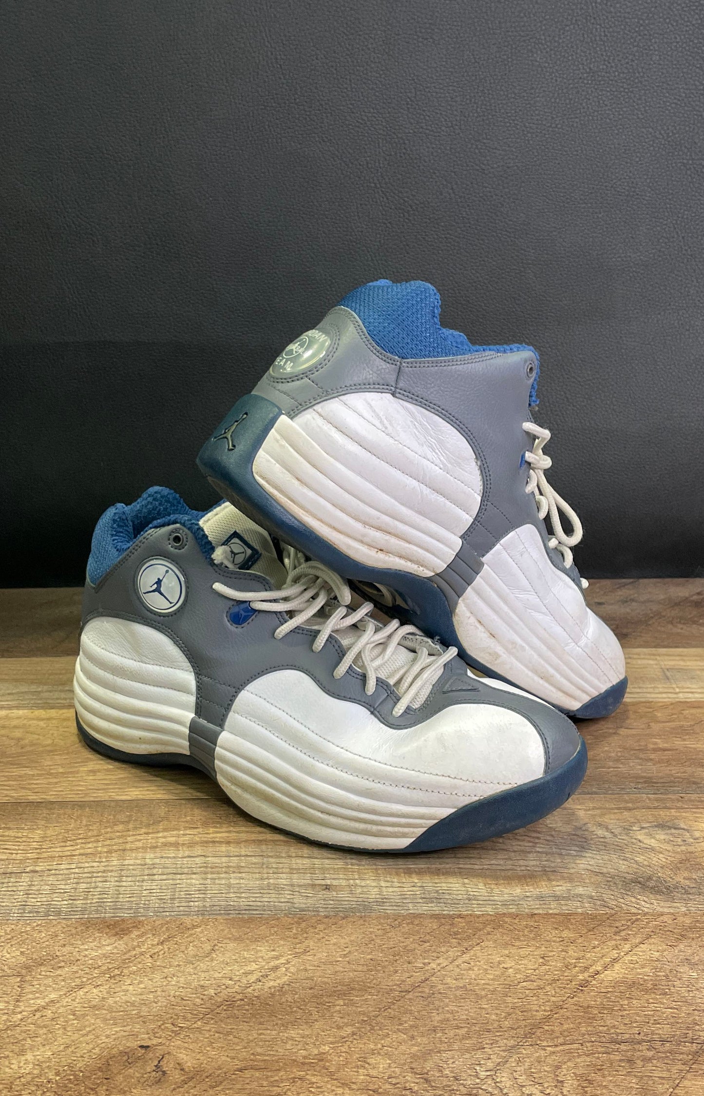 Nike Air Jordan Jumpman Team II White Wolf Grey University Blue Men's Size 10