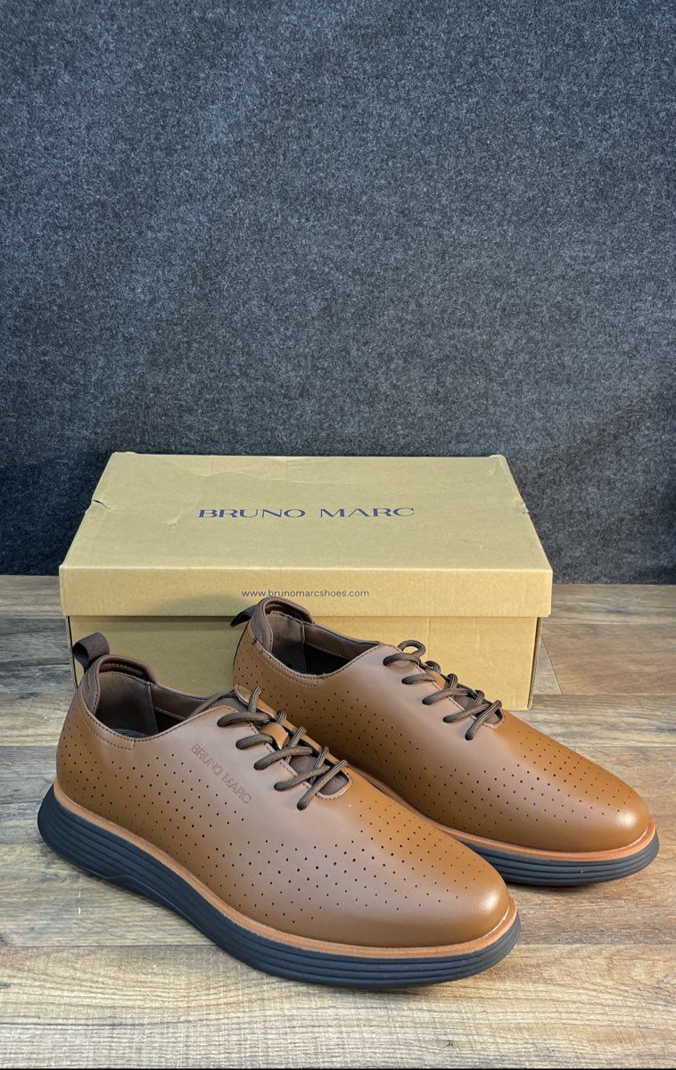 Bruno Marc MaxFlex Dress Sneaker Cognac Tan Men's Casual Shoes Size 10 DS