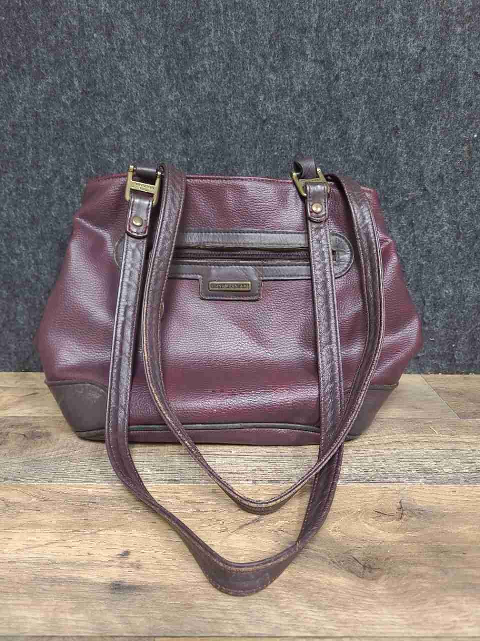 Vintage 90s Stone Mountain Burgundy Pebbled Leather Shoulder Bag Made in USA