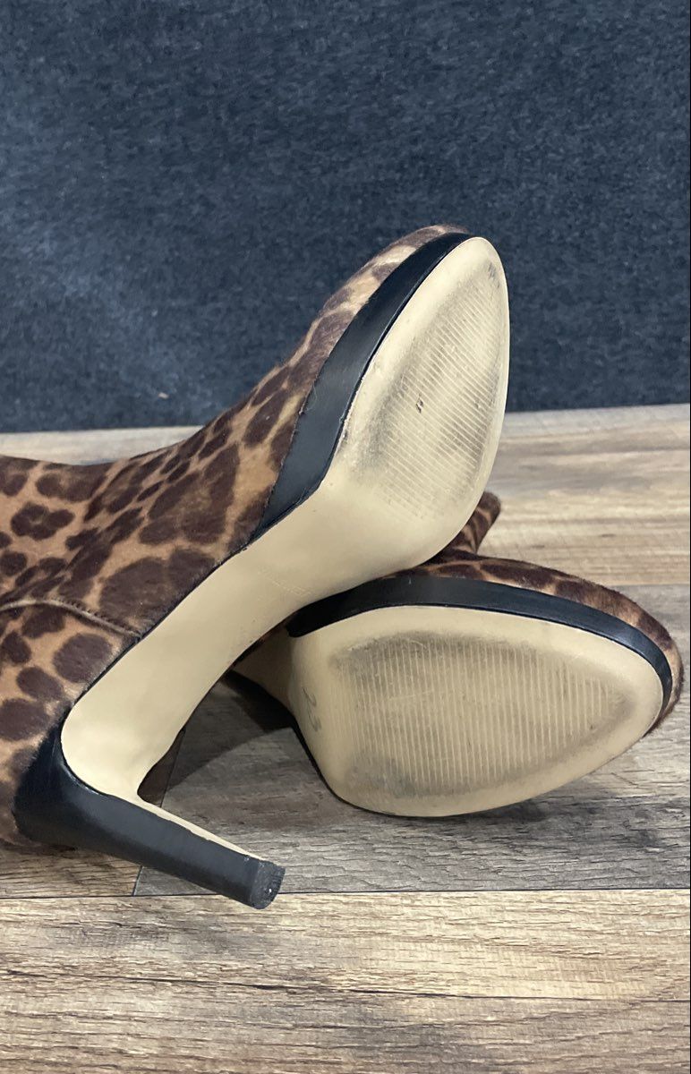 Nine West Leopard Print Calf Hair Ankle Boots Women's Size 8M