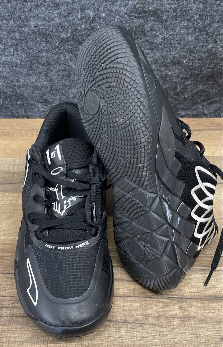 Puma Melo MB.01 Lo Team Black Silver Basketball Sneakers Size 7