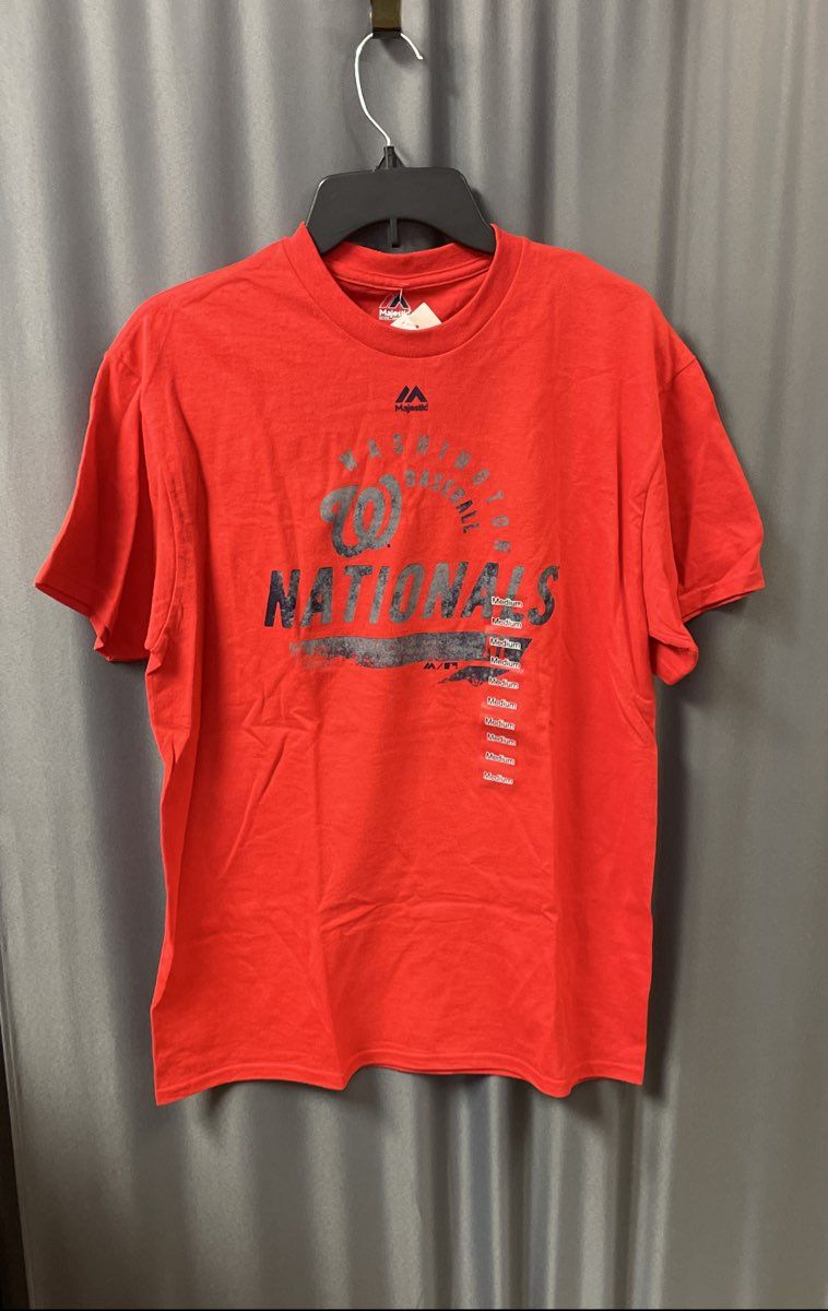 Majestic Men's Washington Nationals MLB Baseball Graphic T-Shirt Red NWT Sz M