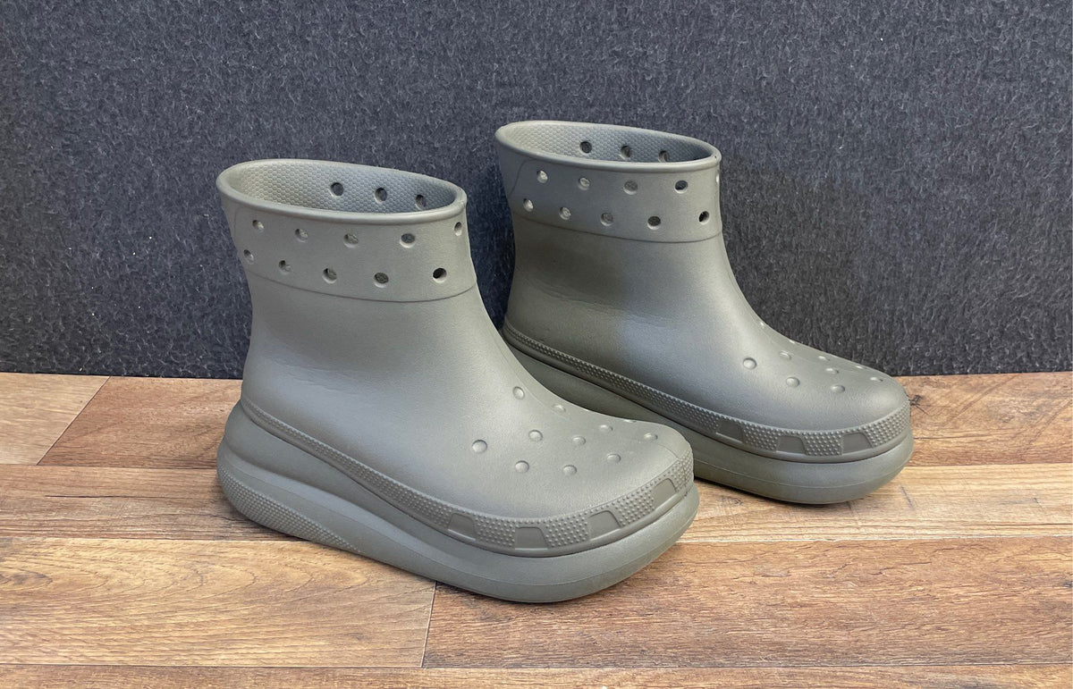 Crocs Classic Crush Boot Army Green Platform Rain Boots Women's 8 Men's 6