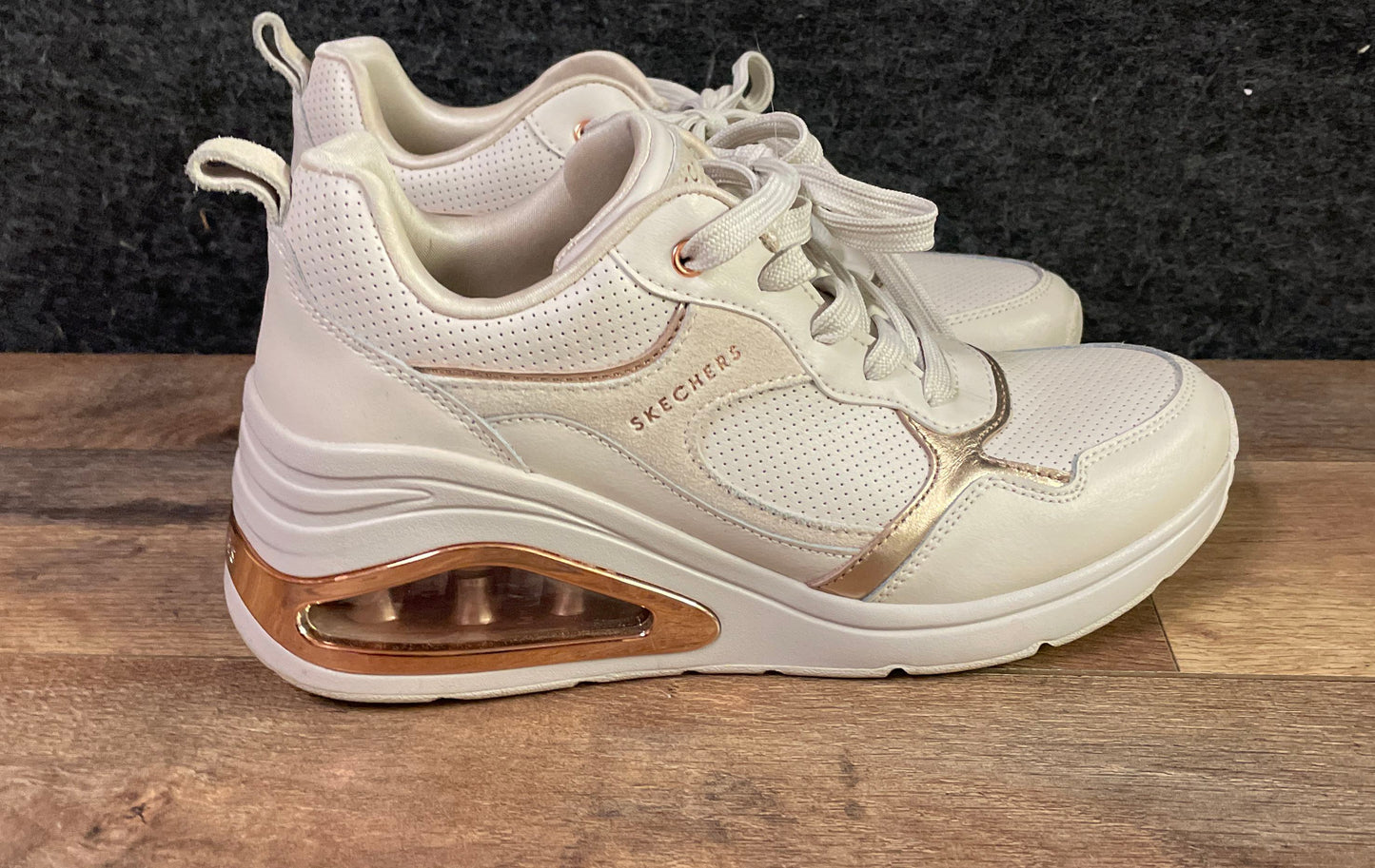 Skechers Uno Prime Off White Rose Gold Fashion Sneakers Women's Size 10