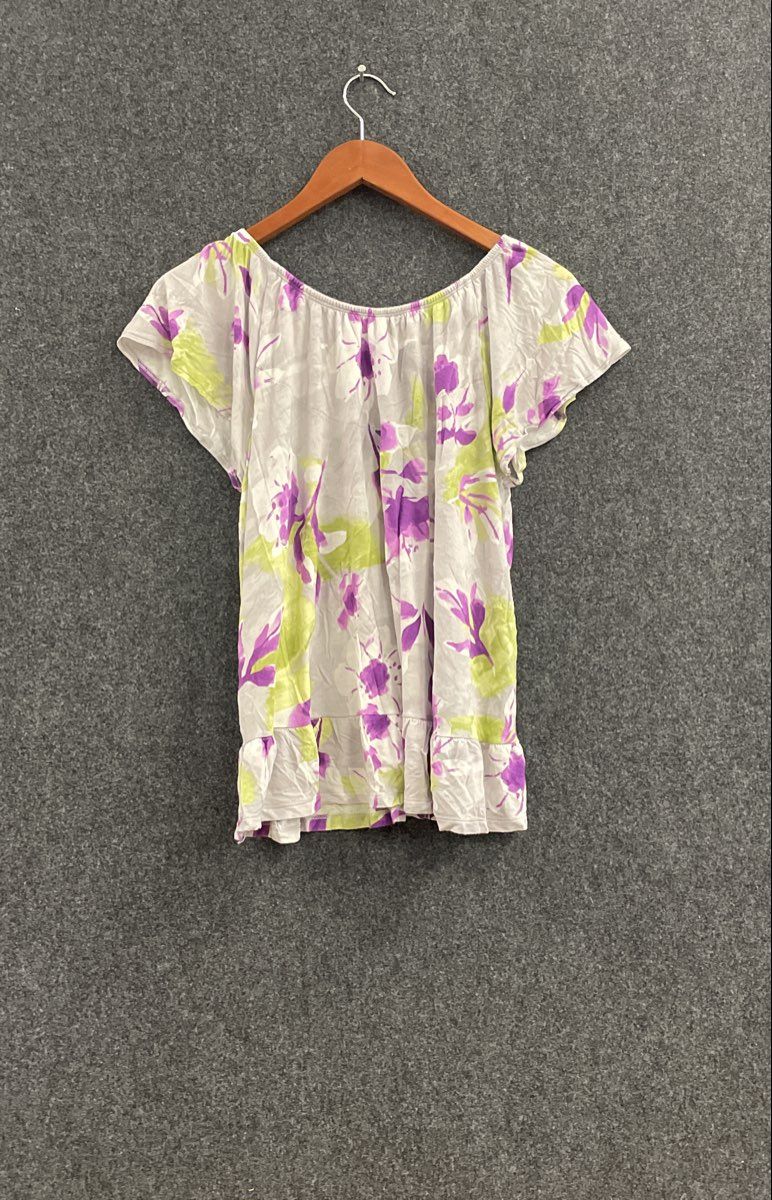 Simply Vera Vera Wang Women's Floral Flutter Sleeve Pajama Top Sz M