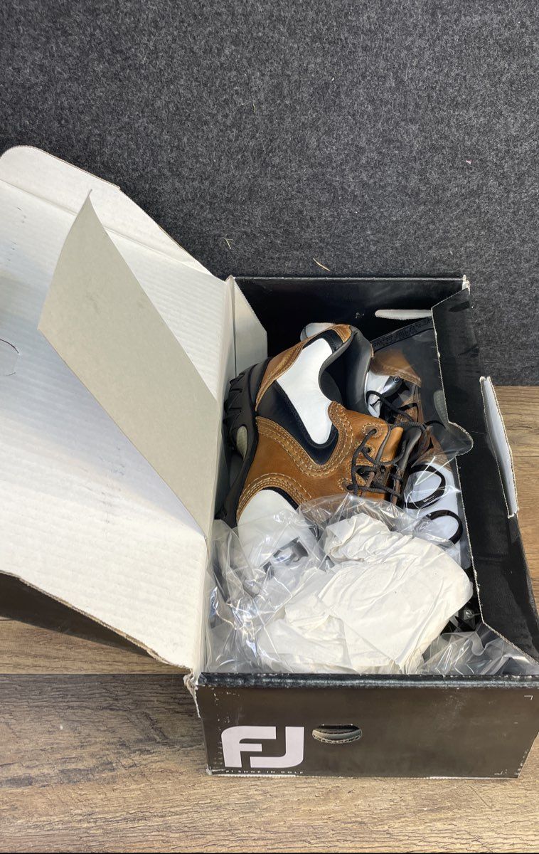 FootJoy Contour Series Black White Brown Leather Golf Shoes Mens Size Unknown