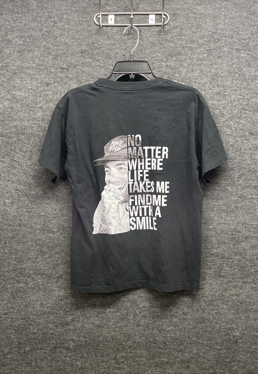 Mac Miller Best Day Ever Smile Quote Graphic T-Shirt Black Sz M