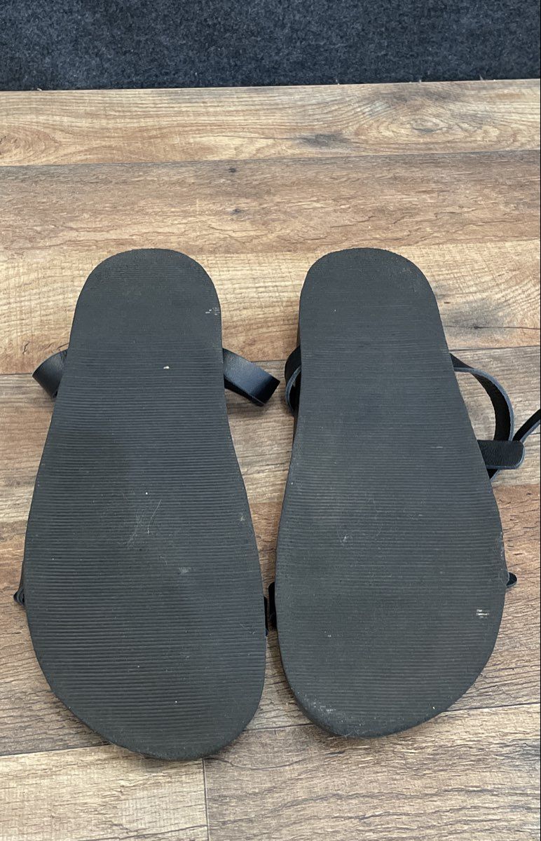 Black Two Strap Adjustable Buckle Slides Sandals Men's Size 11
