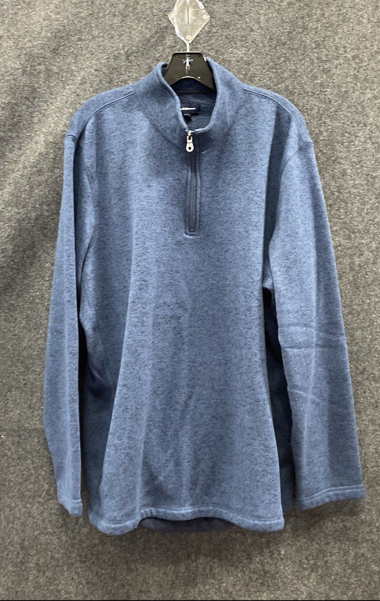 Croft & Barrow Men's Blue Heather Quarter Zip Fleece Pullover Jacket Sz XL