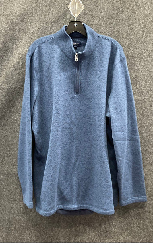 Croft & Barrow Men's Blue Heather Quarter Zip Fleece Pullover Jacket Sz XL