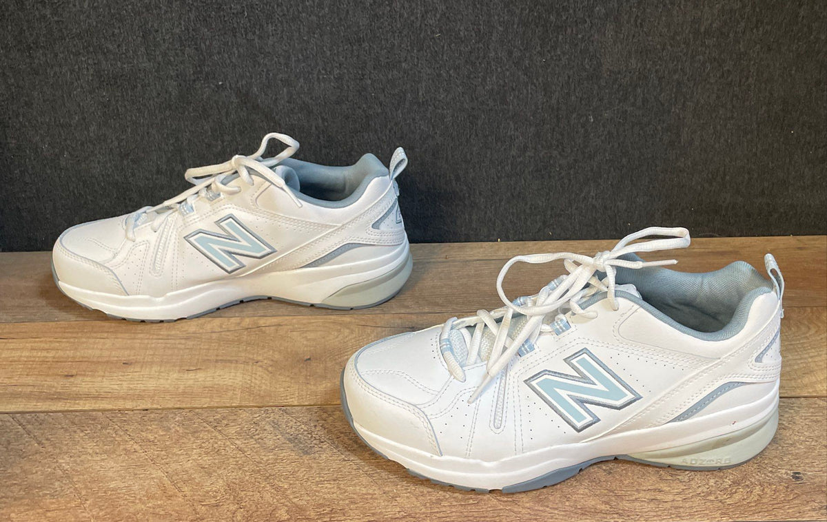 New Balance 608 V5 White Blue Cross Training Sneakers Women's Size 9.5