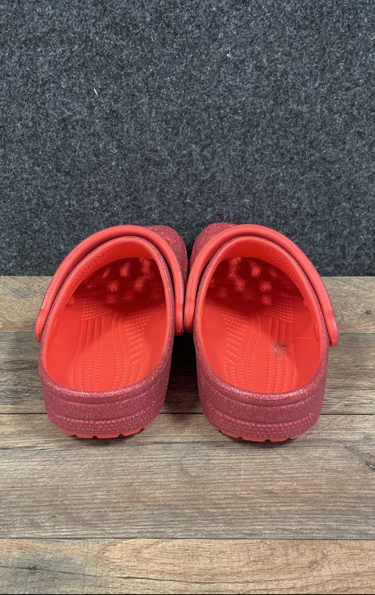 Crocs Classic Clog Red Glitter Sparkling Slip On Shoes Men's 5 Women's 7