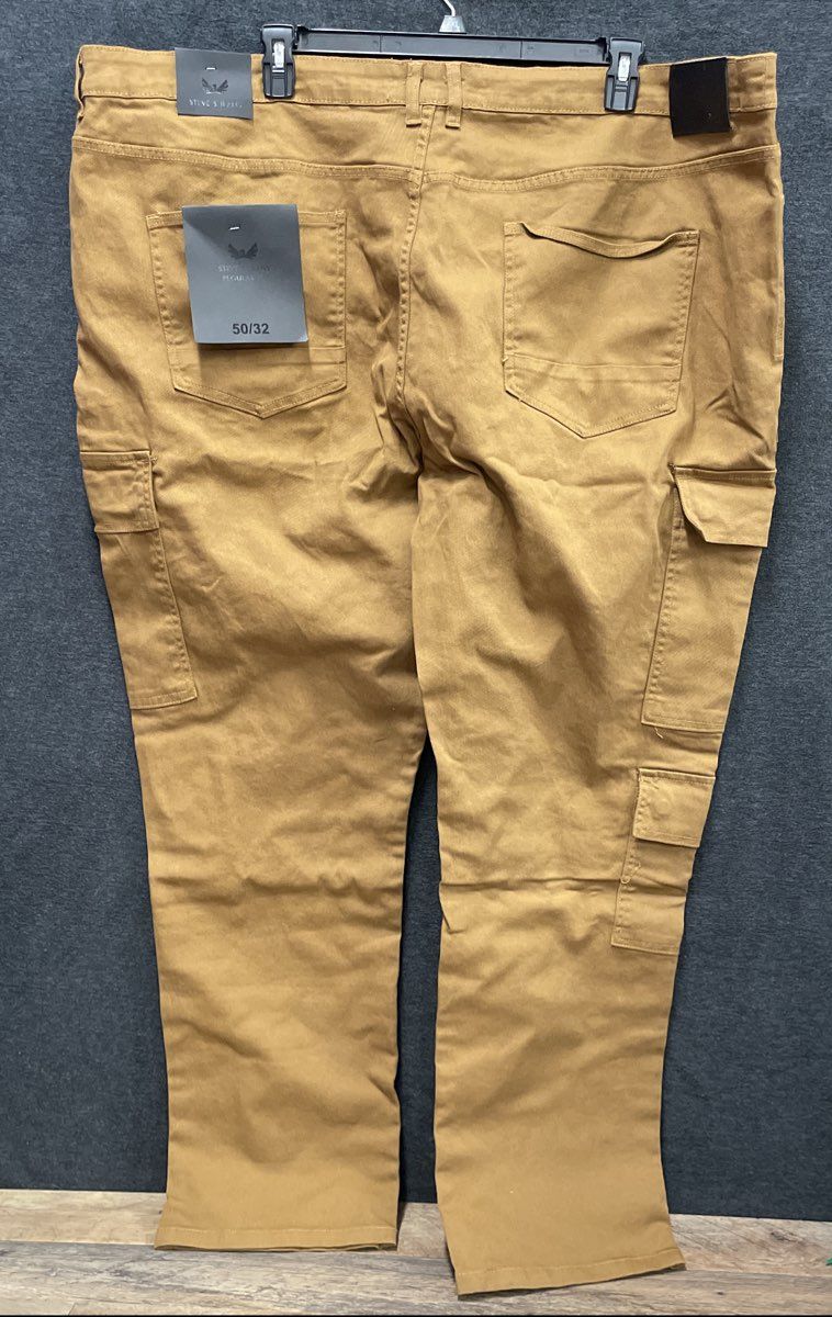 Steve's Jeans Men's Tobacco Regular Fit Comfort Stretch Cargo Jeans NWT 50/32
