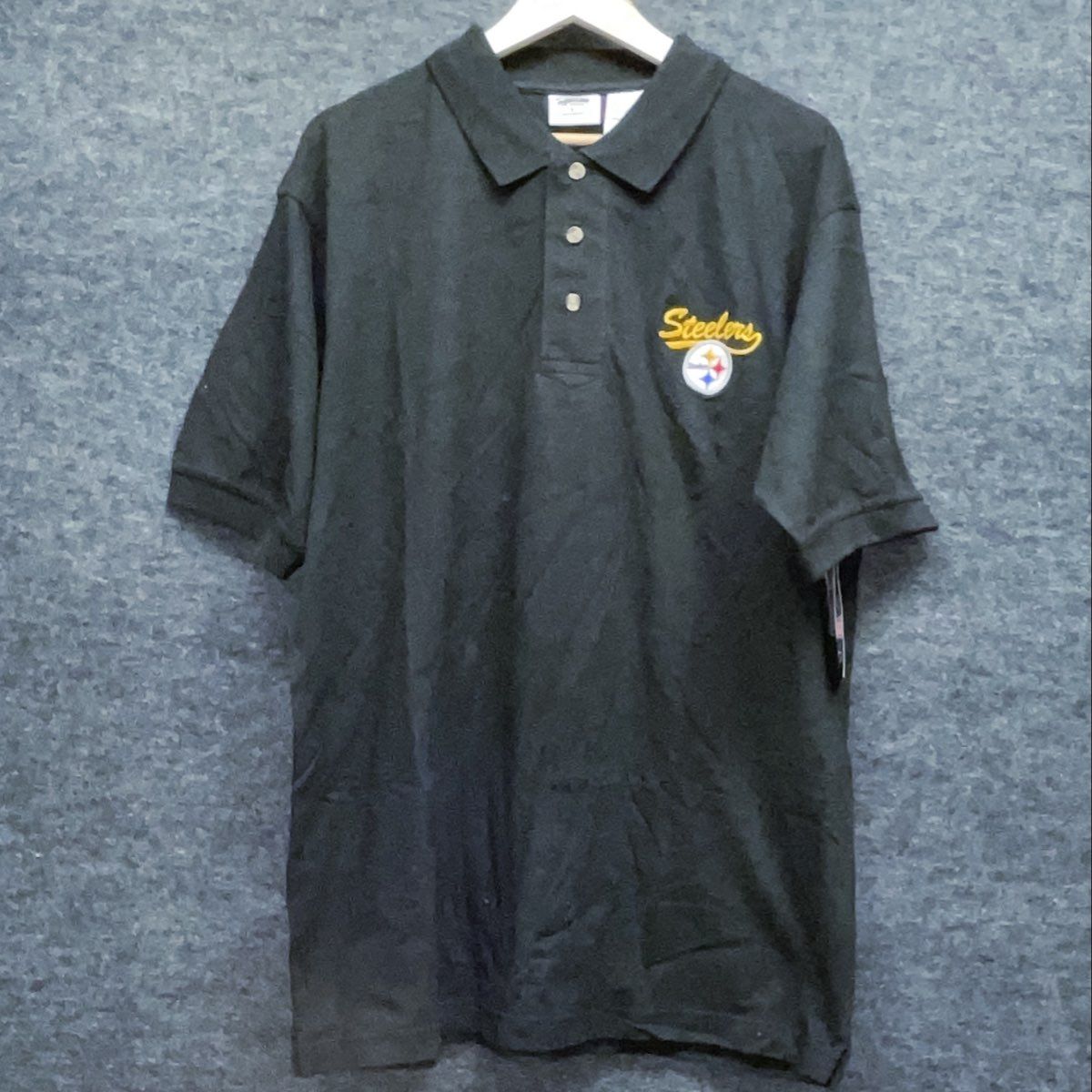 Vintage Y2K The Edge Men's Pittsburgh Steelers Black Polo Shirt NWT Sz L