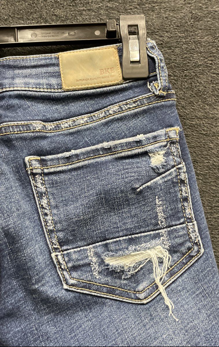 BKE Women's Stella Blue Distressed Slim Low Rise Ankle Skinny Jeans Sz 25