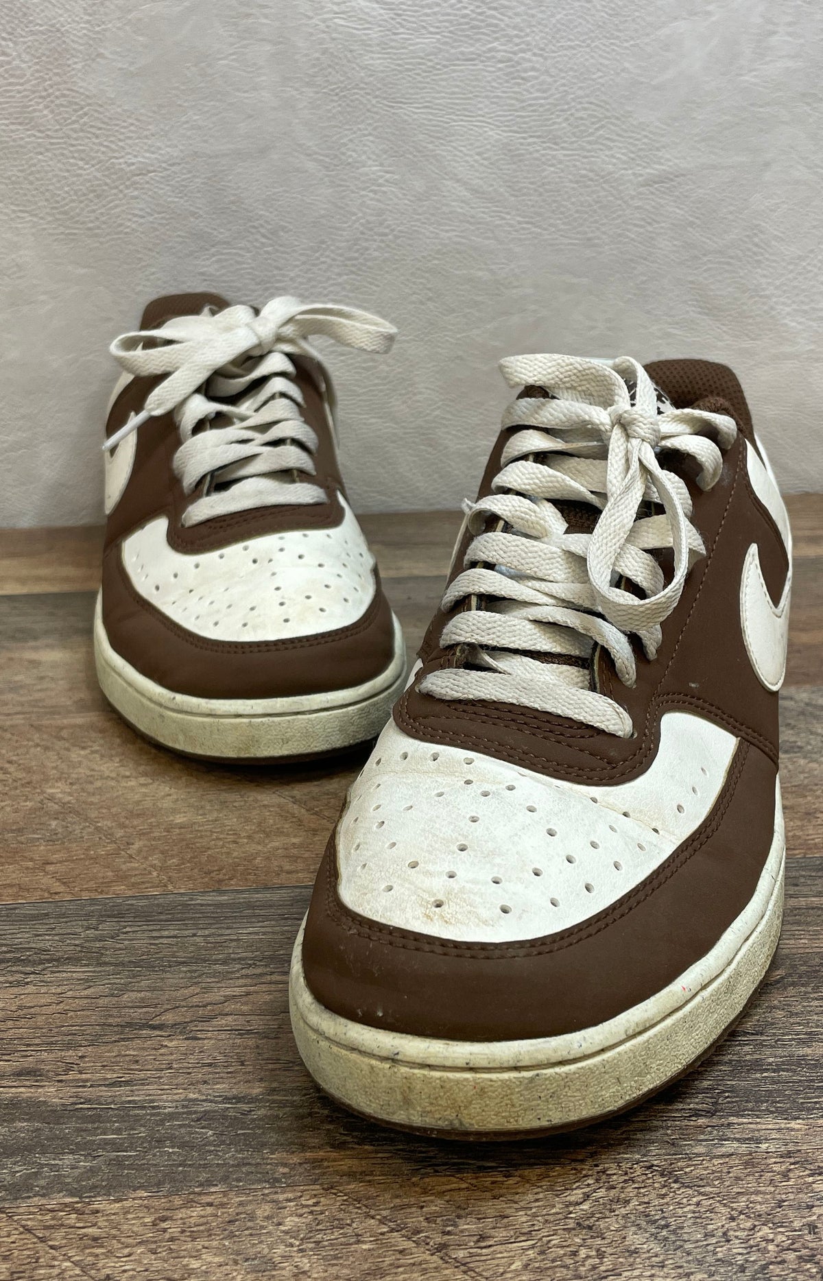 Nike Court Vision Low White Archaeo Brown Sneakers Women's Size 9.5