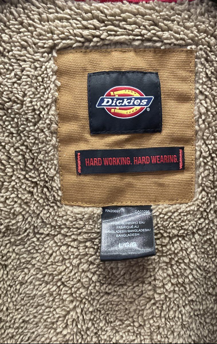 Dickies Men's Black Gray Plaid Sherpa Lined Flannel Shirt Jacket Sz L Shacket