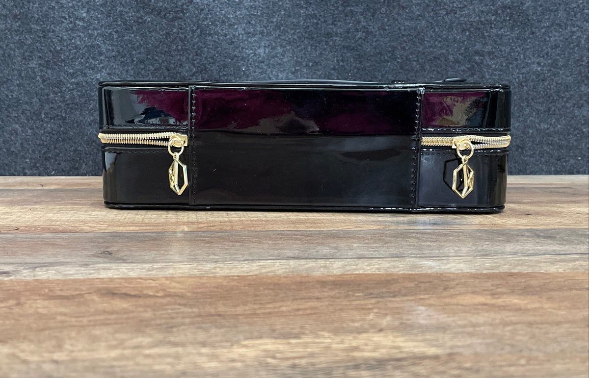 Apres Black Latex Makeup Bag Travel Nail Tool Case Zippered Handle 13x10