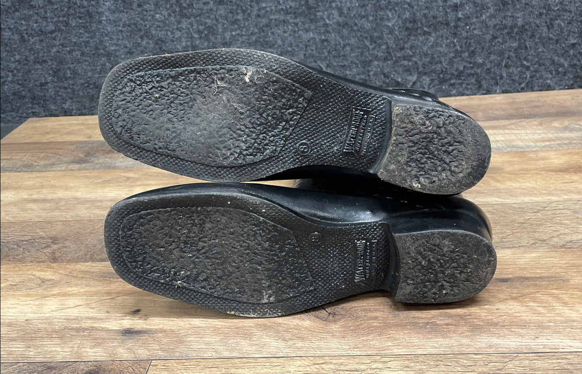 Vintage 80s Waterpruf Black Waterproof Rubber Rain Boots Women's Size 8