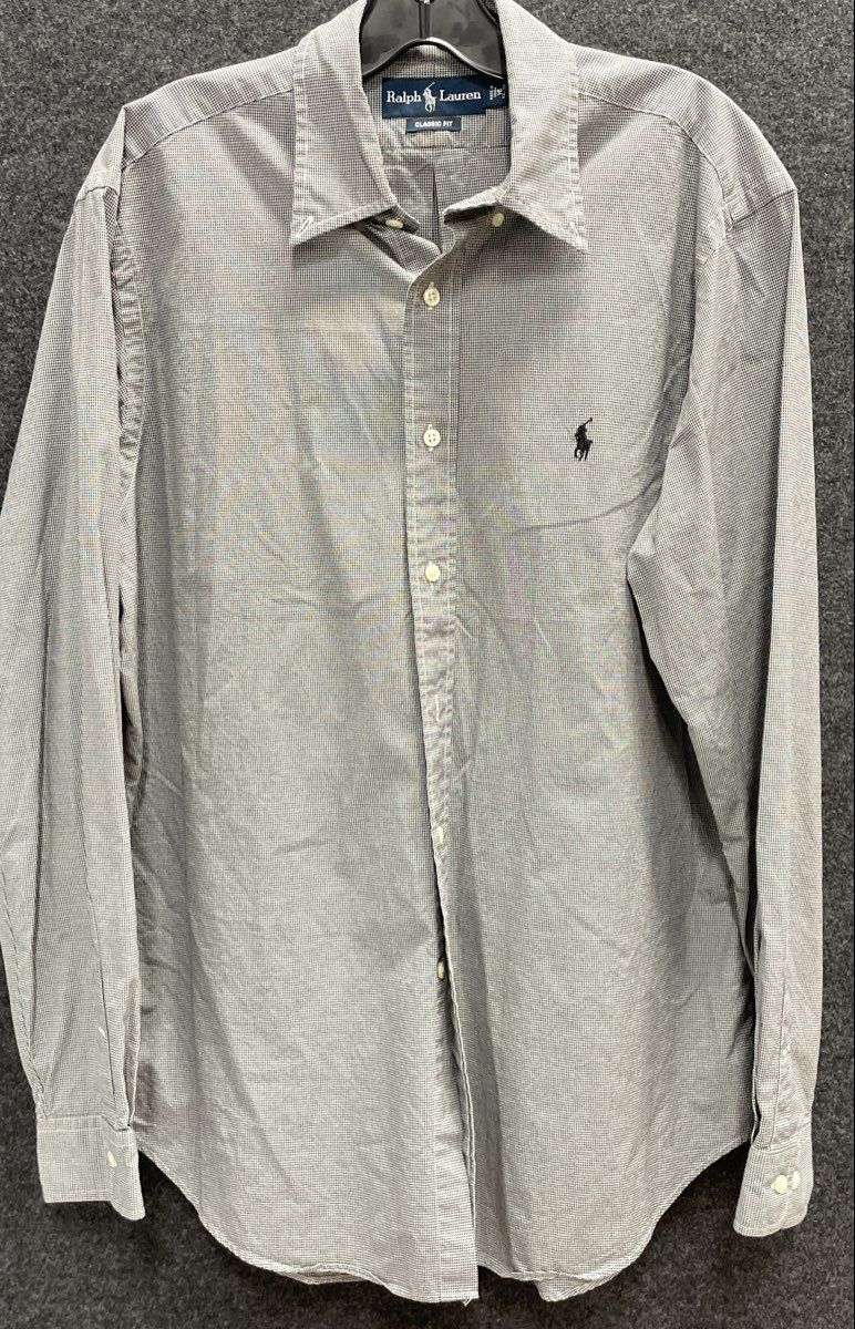 Ralph Lauren Men's Classic Fit Micro Check Button Down Shirt Sz 16 34/35