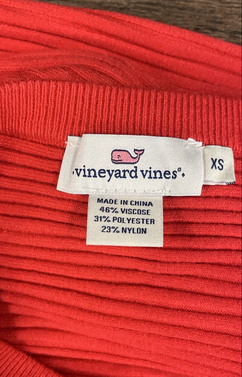 Vineyard Vines Women's Coral Ribbed Knit Dolman Crewneck Sweater Sz XS