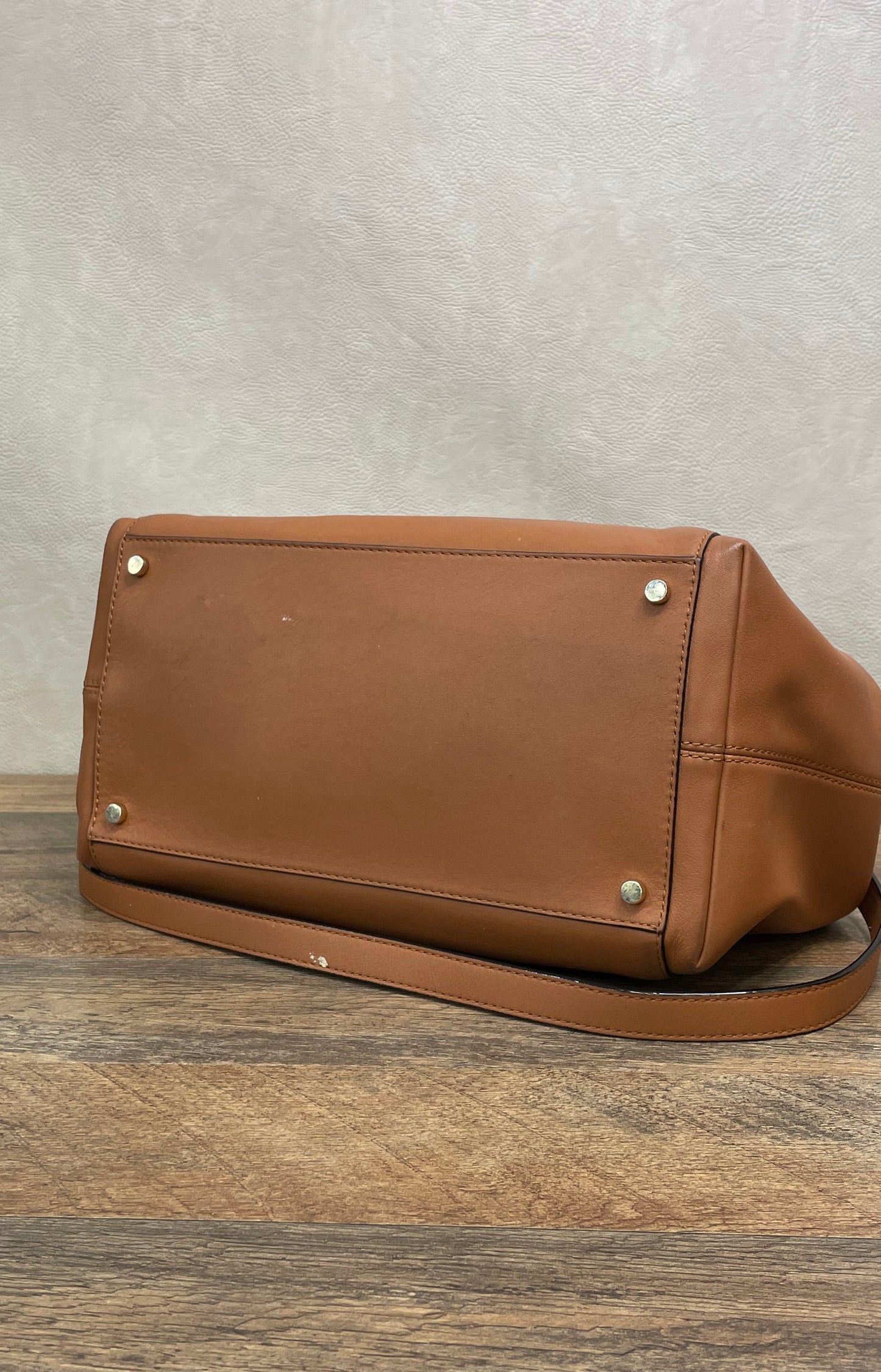 Kate Spade Brown Leather Satchel Handbag Gold Hardware