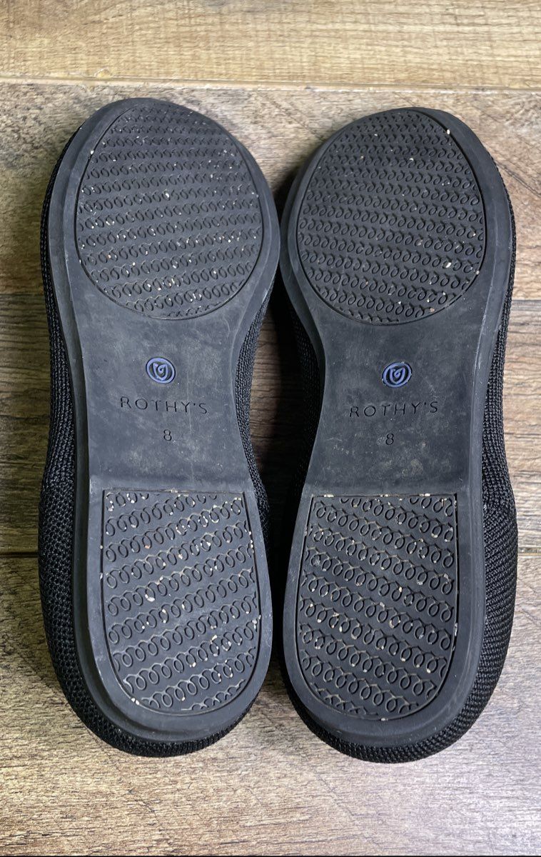 Rothy's The Flat Black Solid Knit Ballet Flats Women's Size 8