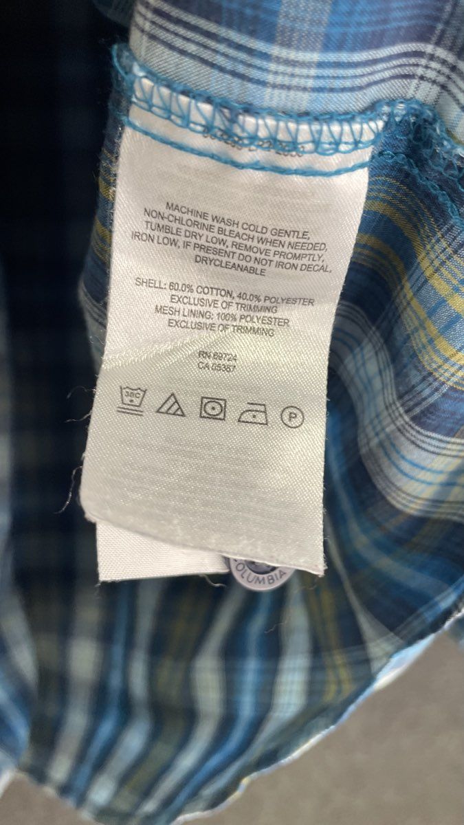 Columbia Men's Blue Plaid Long Sleeve Button Down Hiking Outdoor Shirt Sz XL