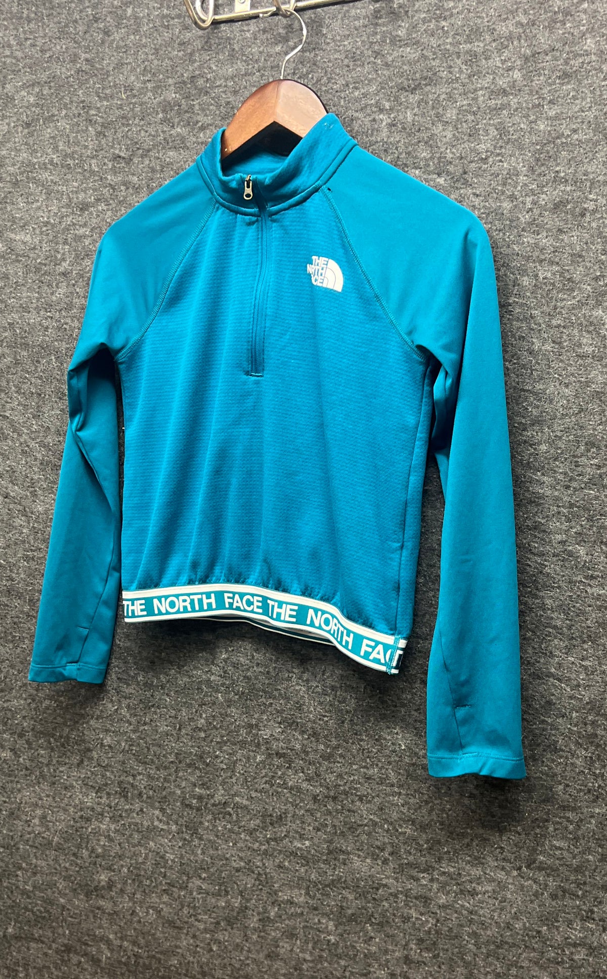 The North Face Girls Teal Blue FlashDry 1/4 Zip Pullover Long Sleeve M 10/12