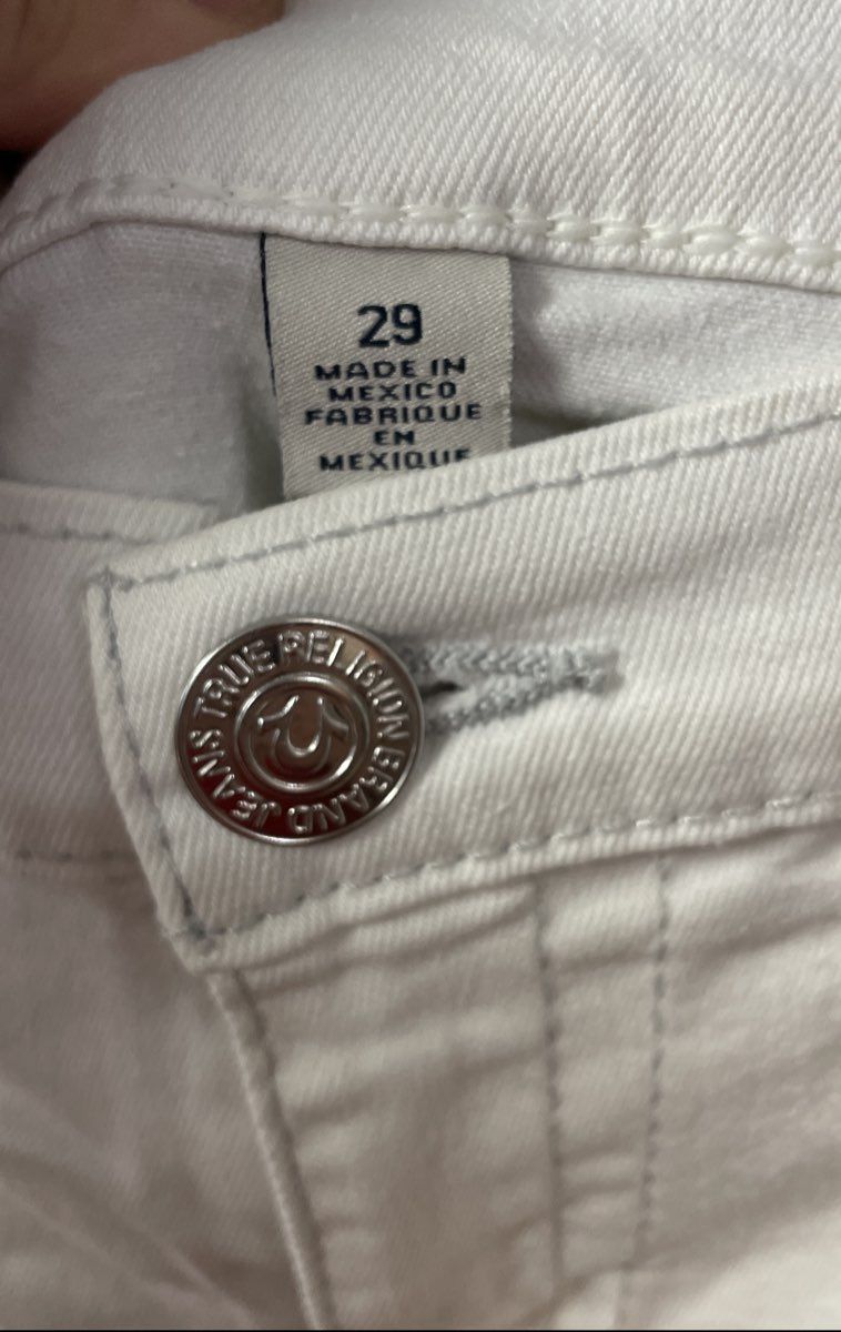 True Religion Women's White Skinny Legging Jeans Flap Pocket Horseshoe Sz 29