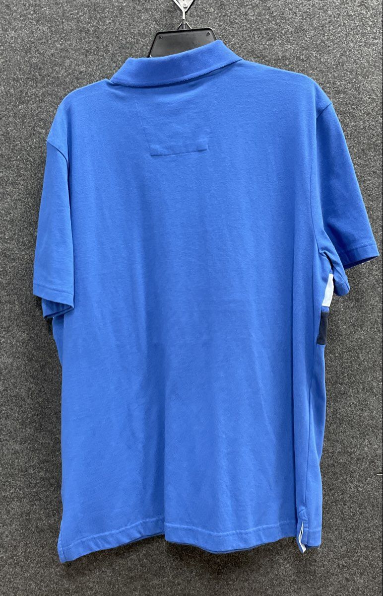 Nautica Men's Blue Striped Short Sleeve Cotton Blend Polo Shirt Sz L