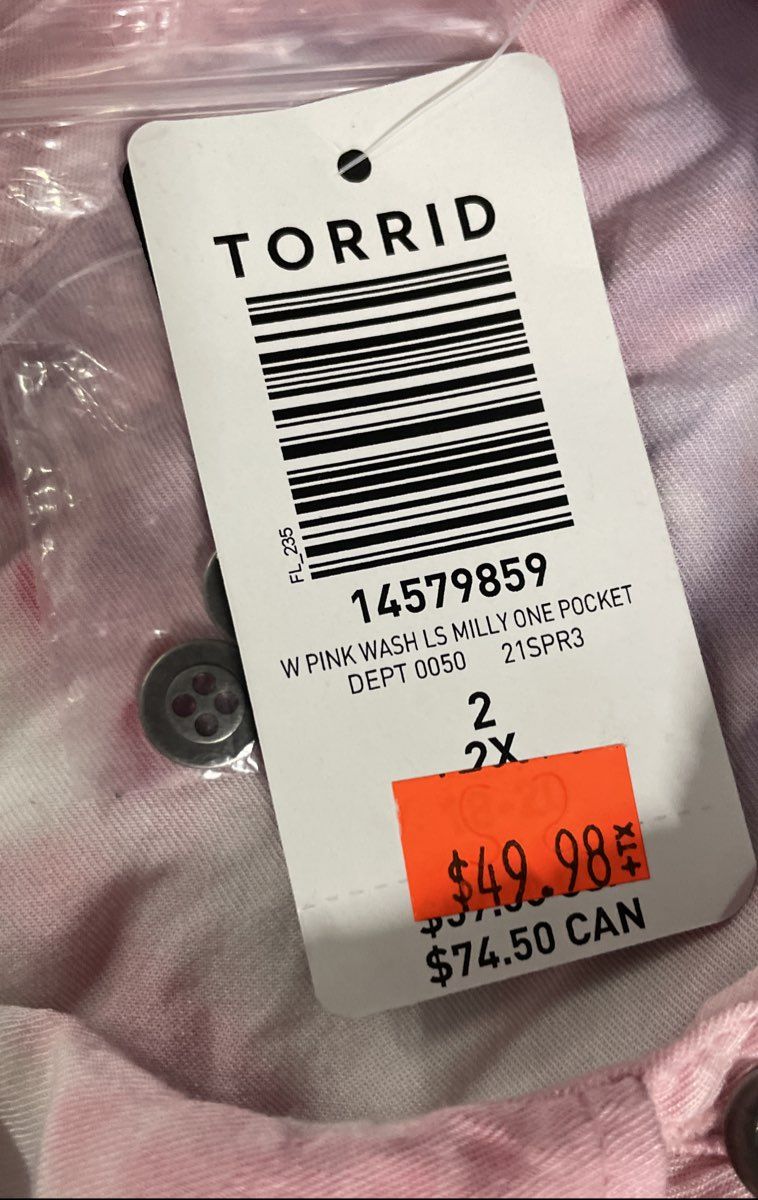 Torrid Women's Pink Tie-Dye Milly One Pocket Rayon Button Up Shirt Sz 2 2X NWT