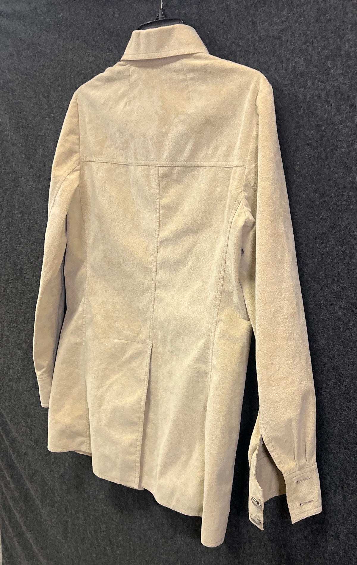 Vintage 90s Leonard Paris Women's Tan Faux Suede Safari Jacket France Size 2