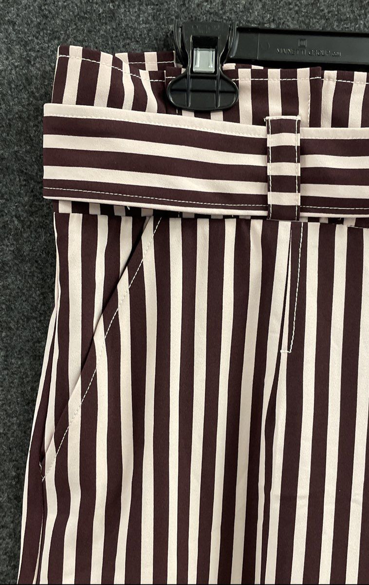 New York & Company Women's Burgundy White Striped Palazzo Pants Sz 14 NWT